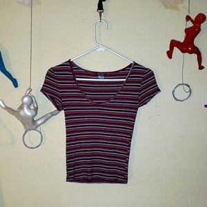 Scoop neck multicolor striped shirt.  Brand Luna Chix size juniors S